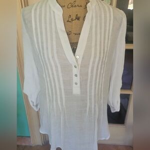 Zac & Rachel Sheer White Blouse Size Small